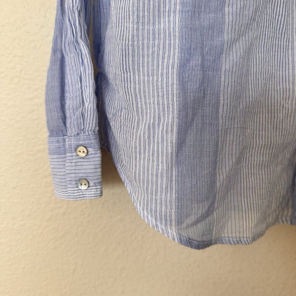 Express Boyfriend Shirt Size Small Womens Button Up Blue Striped Top - Picture 4 of 8